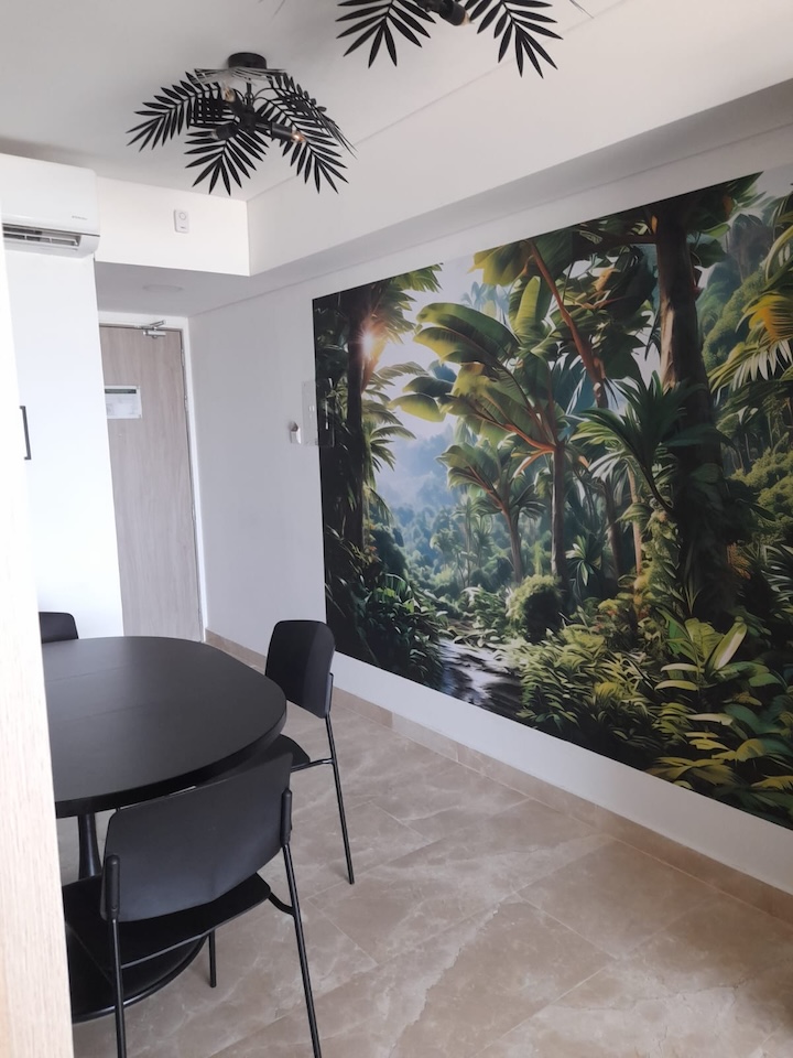 Dining room inside Cartagena beachfront apartment