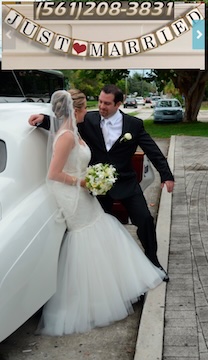 Miami wedding limousine photograph for private wedding transportation planning